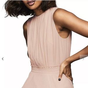 Reiss Pandora Pleated Nude Midi Dress
